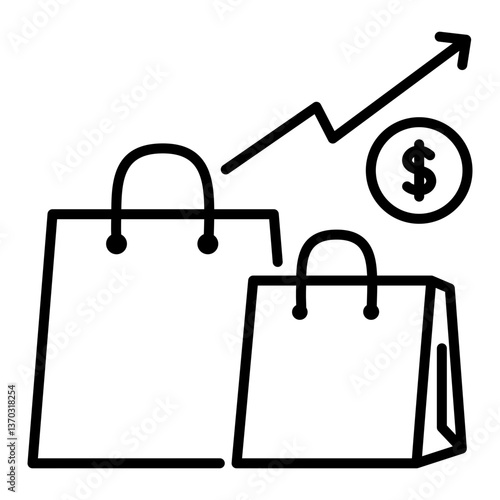 Consumerism icon, representing spending habits and economic growth. Symbolizes retail sales, financial success, and market trends, ideal for business, e-commerce, and finance-related content