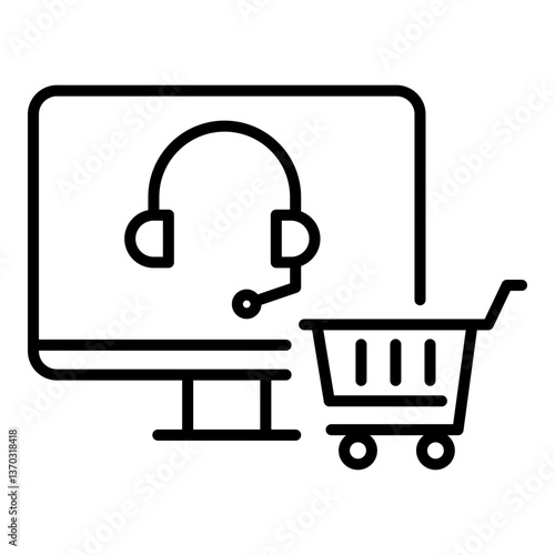 Customer service icon, representing online support and e-commerce assistance. Symbolizes customer care, technical support, and shopping guidance