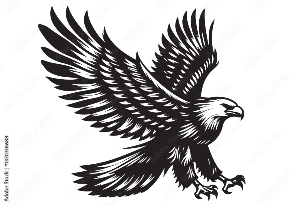Obraz premium eagle flying logo silhouette vector, eagle logo icon silhouette, bald eagle silhouette, black american eagle flying logo silhouette, flying eagle bird silhouette isolated on white background