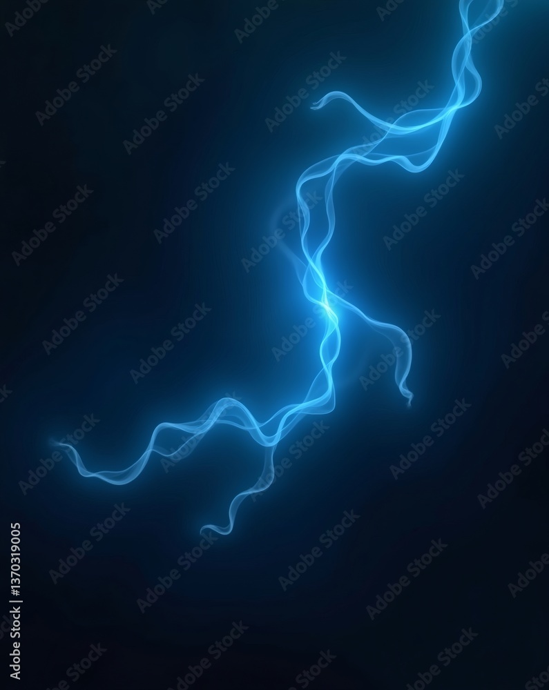 Obraz premium an electrifying display of a blue lightning bolt, striking with energy against a dark background
