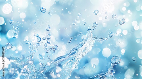 Wallpaper Mural Clean and Minimal Songkran-Themed Composition Featuring Soft Water Splash Effect in Pastel Blue Tones Torontodigital.ca