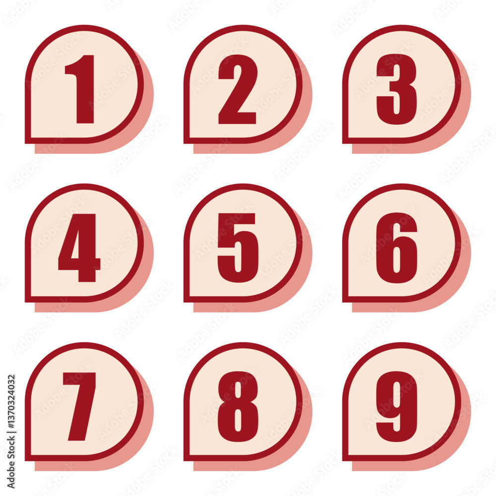 イラスト素材:数字アイコン1~9セット イラスト素材:数字アイコン1~9セット