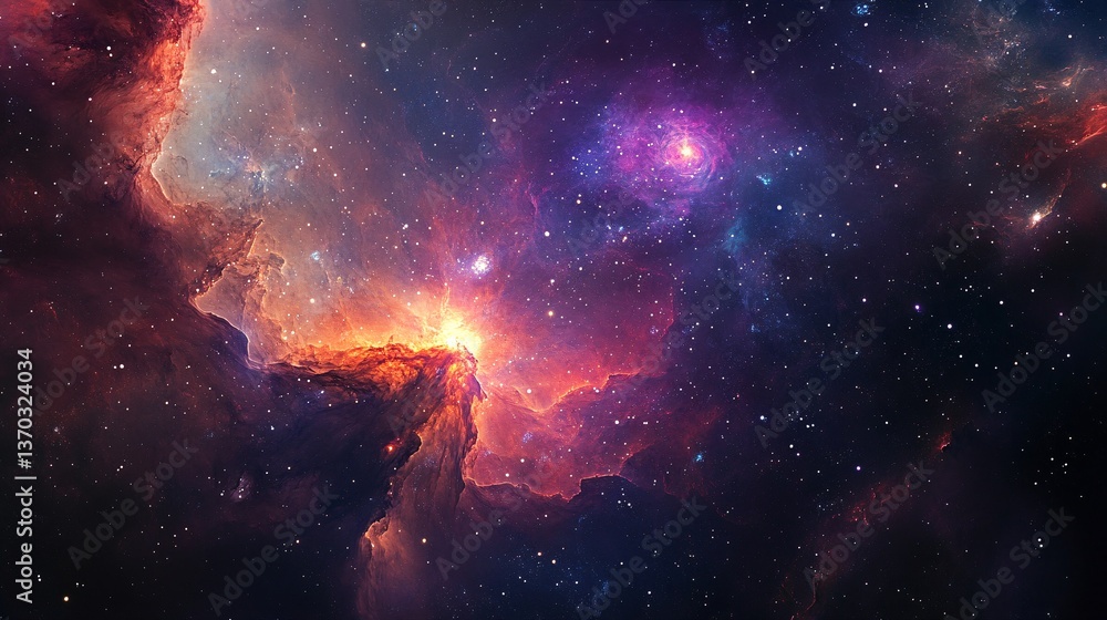 Obraz premium Captivating Imagery of a Galaxy Filled with Nebulae and Star Dust