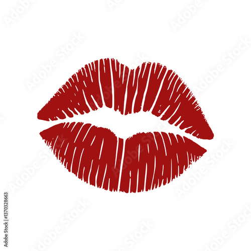 Red lipstick kiss mark symbolizing love and affection  