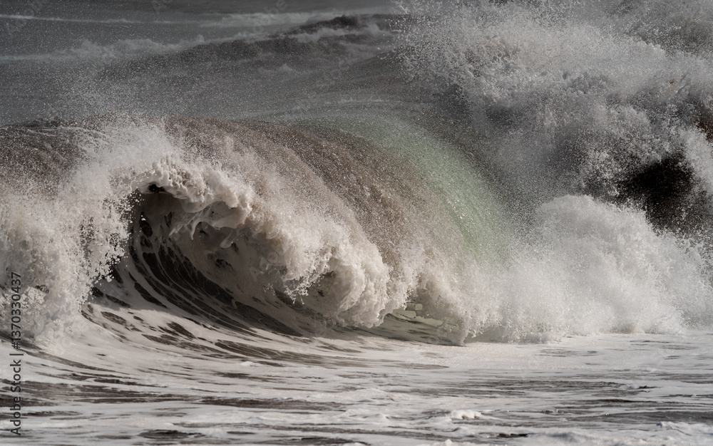 Obraz premium Strong sea with waves in Salinetas beach. Telde. Gran Canaria. Canary islands . Spain