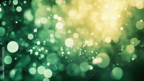 Vibrant Green and Yellow Bokeh Background with Soft Circular Lights for Artistic Projects and Designs