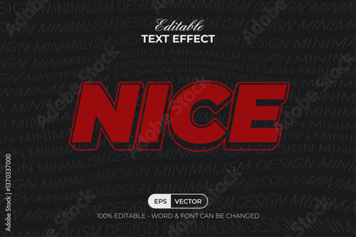 Nice Text Effect Red Outline Border Style. Editable Text Effect.
