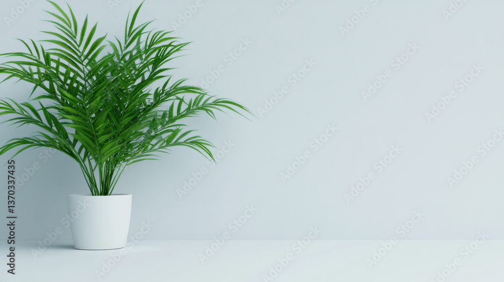 minimalistic desk setup featuring potted plant against light background creates serene atmosphere minimalistic desk setup featuring potted plant against light background creates serene atmosphere