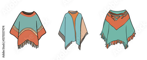 Colorful Ponchos: Vector Illustration Set
