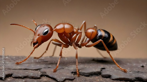 Macro Shot: Ant on Bark