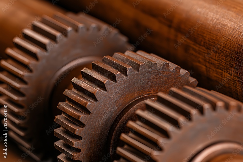 Close-up of Intricate Gears and Cogs in an Old Factory Machine, Metallic Textures and Industrial Machinery Details, Vintage Mechanical Engineering, Industrial Design, Rust and Steel Elements Close-up of Intricate Gears and Cogs in an Old Factory Machine, Metallic Textures and Industrial Machinery Details, Vintage Mechanical Engineering, Industrial Design, Rust and Steel Elements