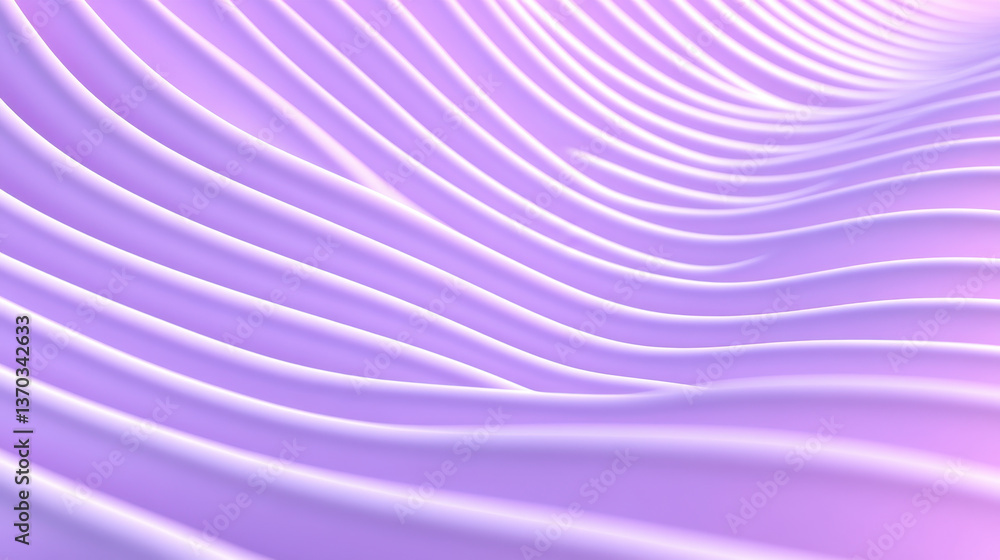 Fototapeta premium A soothing abstract design featuring rounded horizontal waves in pastel lavender and white gradients
