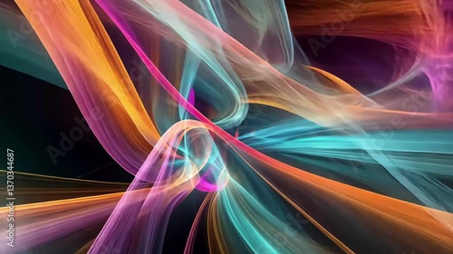Bright streaks of light interweave in dynamic patterns, creating an energetic atmosphere filled with vivid colors and swirling motions that captivate the viewer.