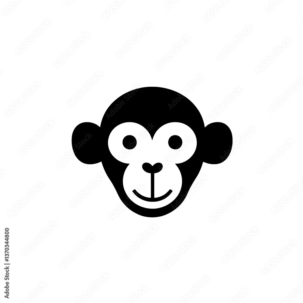 Fototapeta premium Creative minimalist black and white monkey logo designed with negative space for branding identity