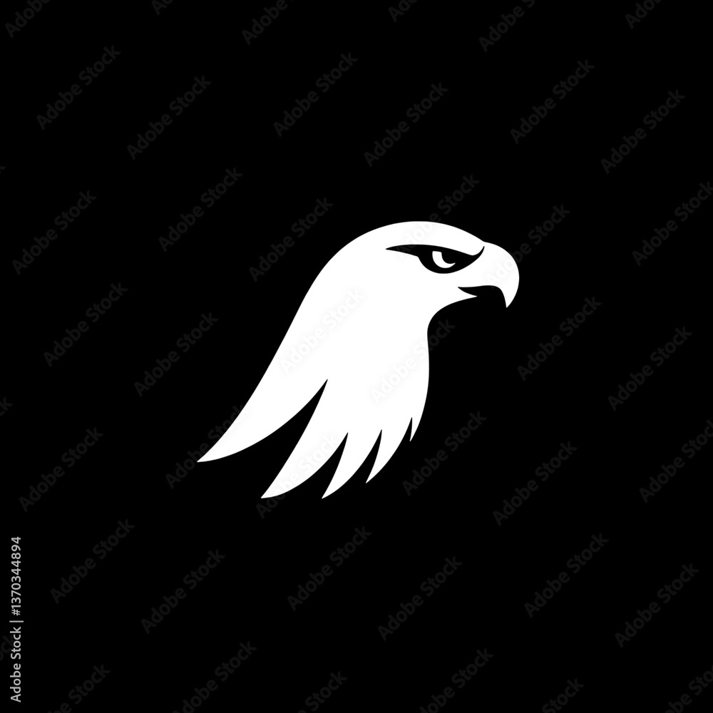 Obraz premium Minimalist logo design featuring an eagle silhouette in negative space on a black background for modern branding identity