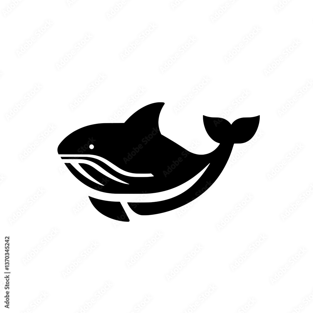 Obraz premium Creative and modern negative space logo design featuring a minimalist shark for branding identity