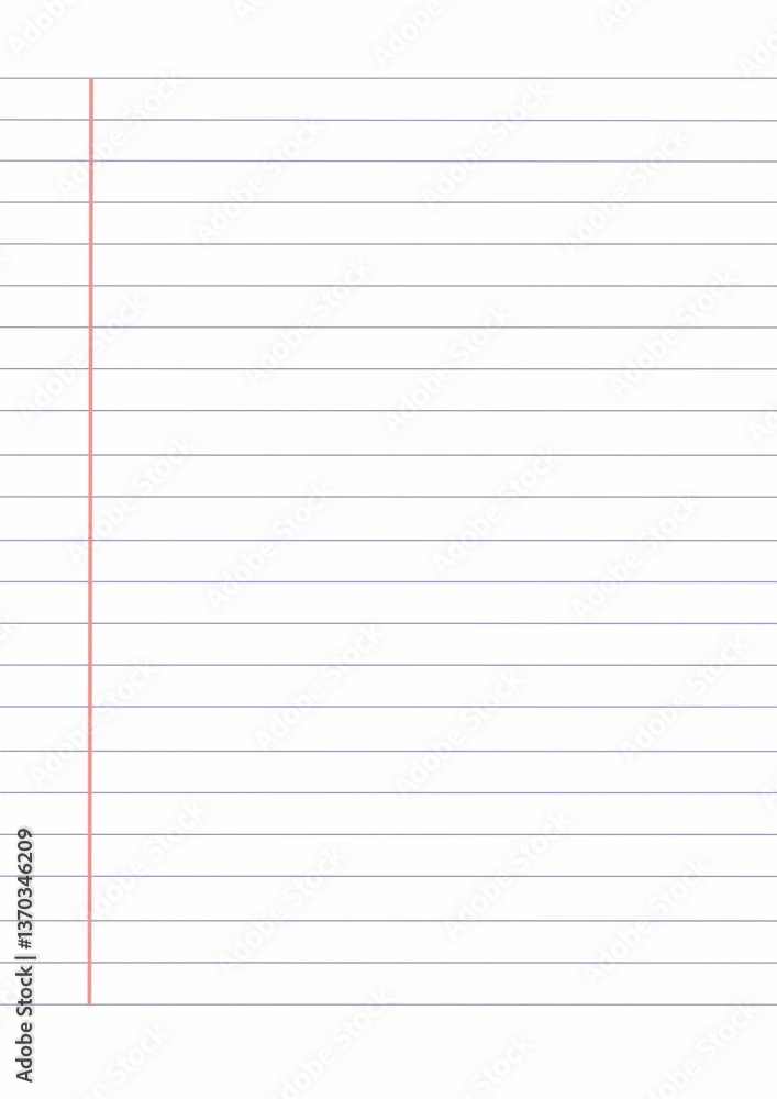 Lined notebook paper with red line side Lined notebook paper with red line side