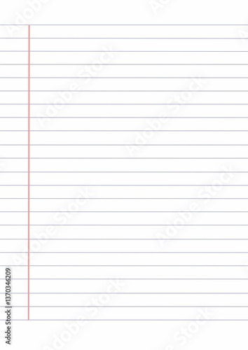 Lined notebook paper with red line side