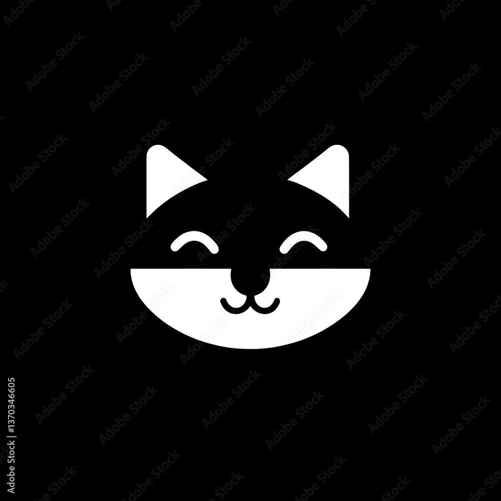 Minimalist black and white logo features a cat face using negative space for modern branding identity Minimalist black and white logo features a cat face using negative space for modern branding identity