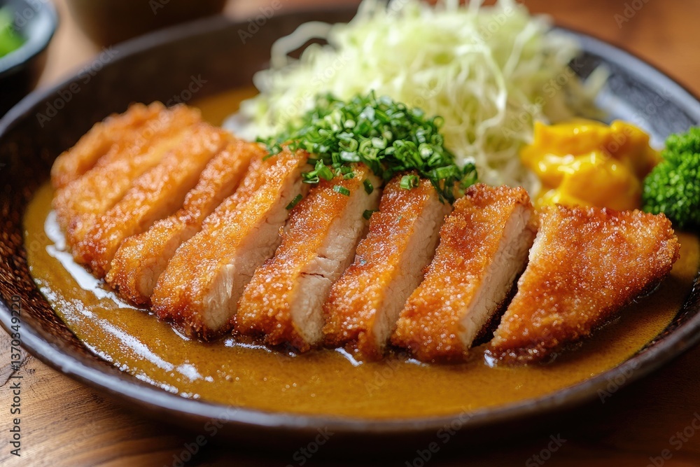 tonkatsu with golden crispy breaded, curry sauce tonkatsu with golden crispy breaded, curry sauce