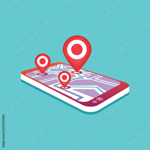 Wallpaper Mural 3d isometric mobile GPS navigation concept Torontodigital.ca
