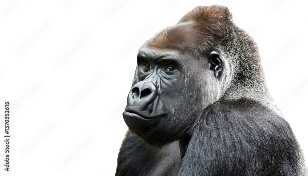 Eastern Lowland Gorilla Isolated On PNG Transparent and White Background Eastern Lowland Gorilla Isolated On PNG Transparent and White Background