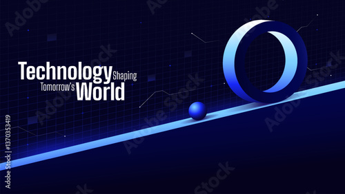 Technology Shaping Tomorrow – Futuristic Digital Innovation Background with Abstract 3D Elements and Data Grid