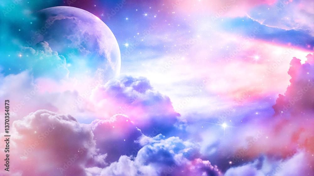Dreamy Pastel Moonlit Sky with Clouds Dreamy Pastel Moonlit Sky with Clouds
