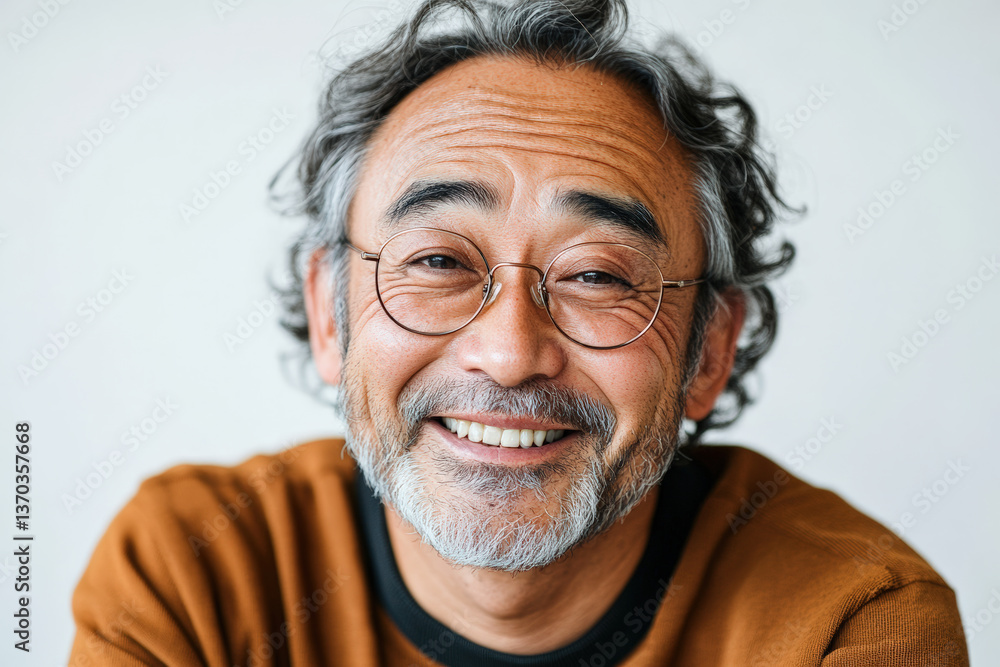 Obraz premium Smiling Older Man with Glasses 