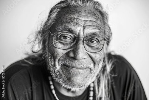 Portrait of a Wise Elderly Man in Glasses 