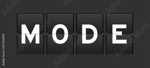 Black color analog flip board with word mode on gray background
