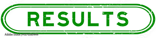 Grunge green results word rubber seal stamp on white background