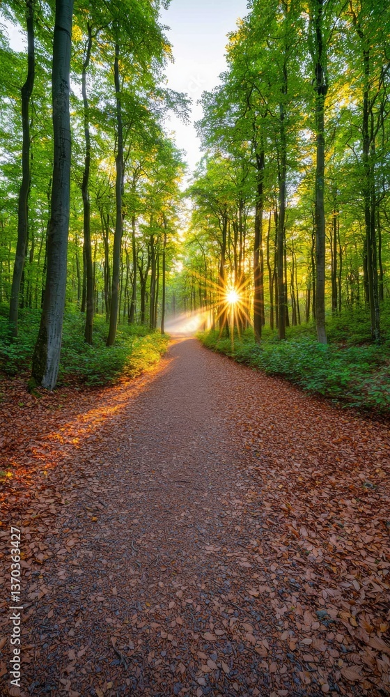 Sunlit Forest Path Surrounded by Autumn Leaves Nature Walk Vibrant Landscape Tranquil Environment Serene Viewpoint Sunlit Forest Path Surrounded by Autumn Leaves Nature Walk Vibrant Landscape Tranquil Environment Serene Viewpoint