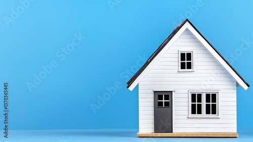 Wallpaper Mural White Miniature House Model on Light Blue Background Torontodigital.ca