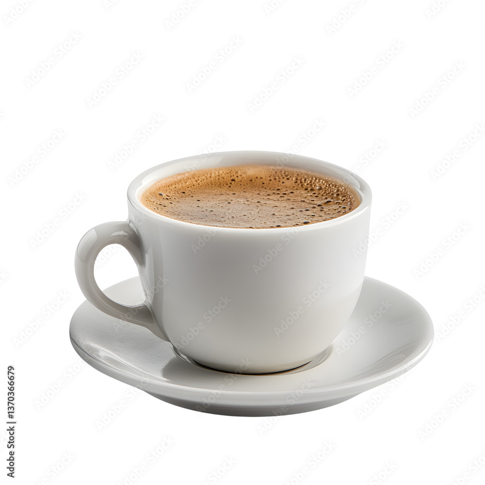 Simple espresso in white cup and saucer Simple espresso in white cup and saucer