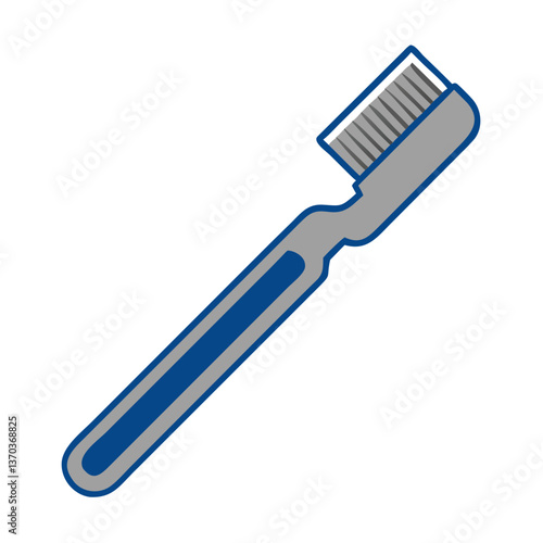 Toothbrush illustration in blue and gray colors for dental hygiene  
