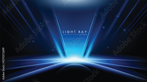 Futuristic abstract background with vibrant blue light ray speedline for backdrop of the technology award ceremony.