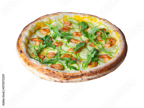 pizza with shrimp and zucchini
