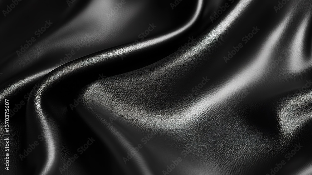 Fototapeta premium Close-up of black leather texture with intricate patterns, subtle highlights, and abstract depth