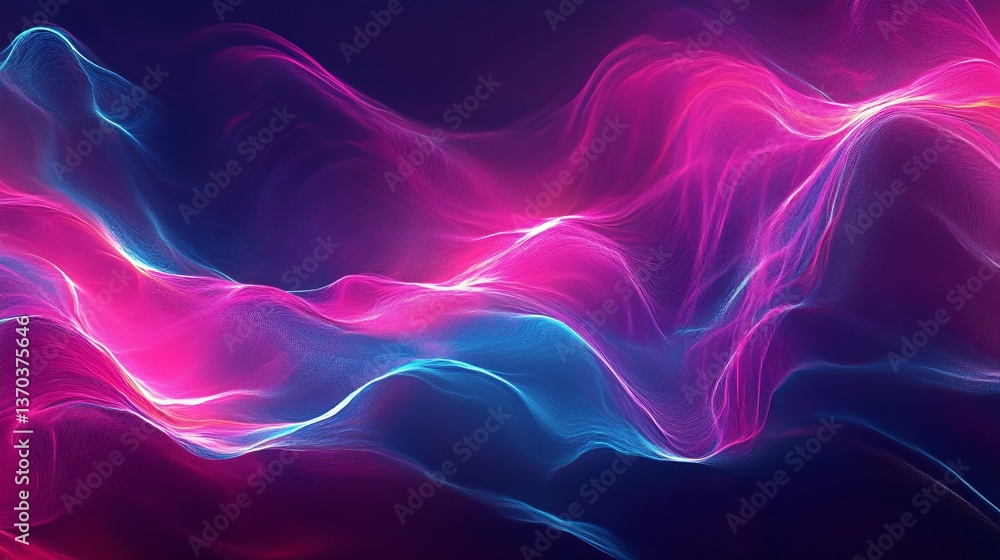 Fototapeta premium Captivating Abstract Digital Artwork Featuring Glowing Cyan and Magenta Energy Waves