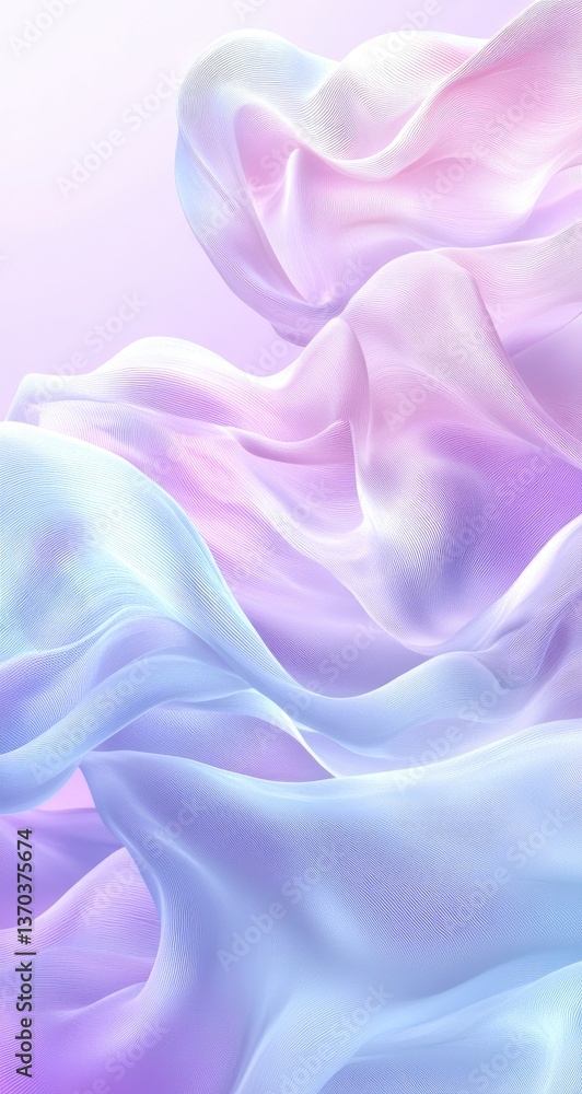 Fototapeta premium Pastel Abstract Flowing Shapes with Pixelated Texture in Lavender Pink and Blue Colors on a Soft Gradient Background
