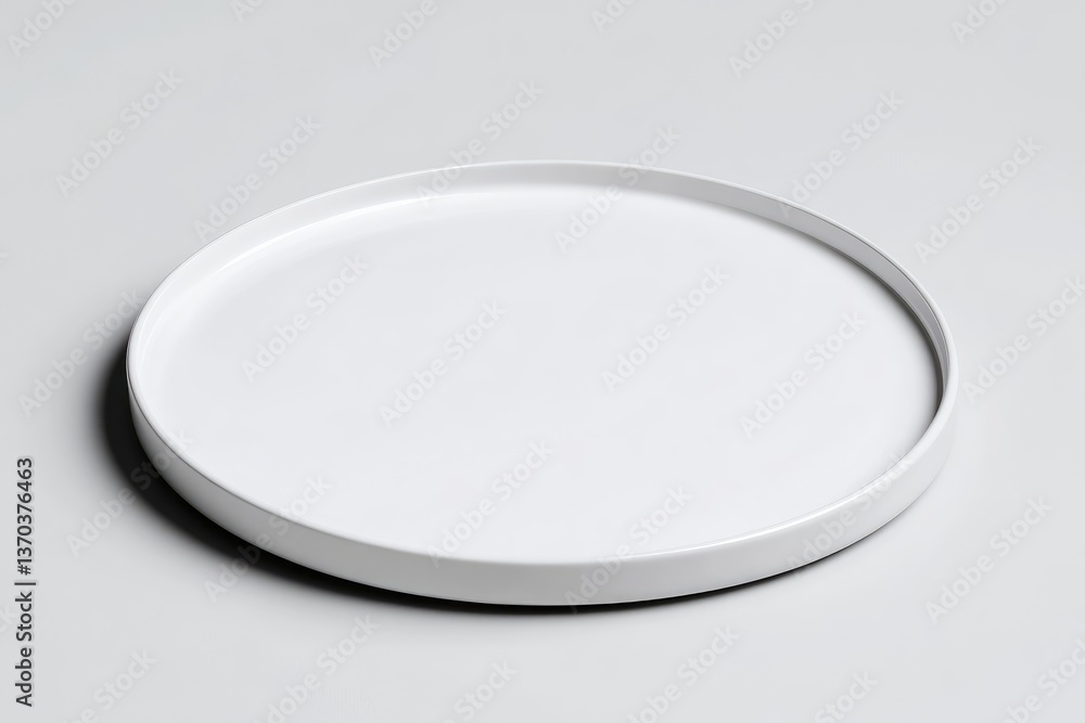 Modern, minimalist white round plate. A simple, blank, circular dish perfect for serving Modern, minimalist white round plate. A simple, blank, circular dish perfect for serving