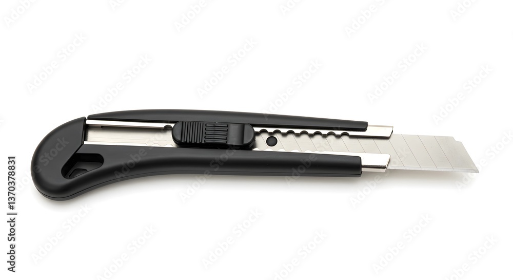 Utility Knife with Retractable Blade on White Background for Cutting Utility Knife with Retractable Blade on White Background for Cutting