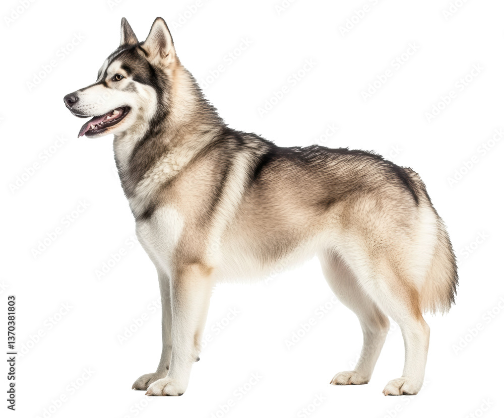 Proud husky in a neutral setting for design use on a transparent background, cut out Proud husky in a neutral setting for design use on a transparent background, cut out