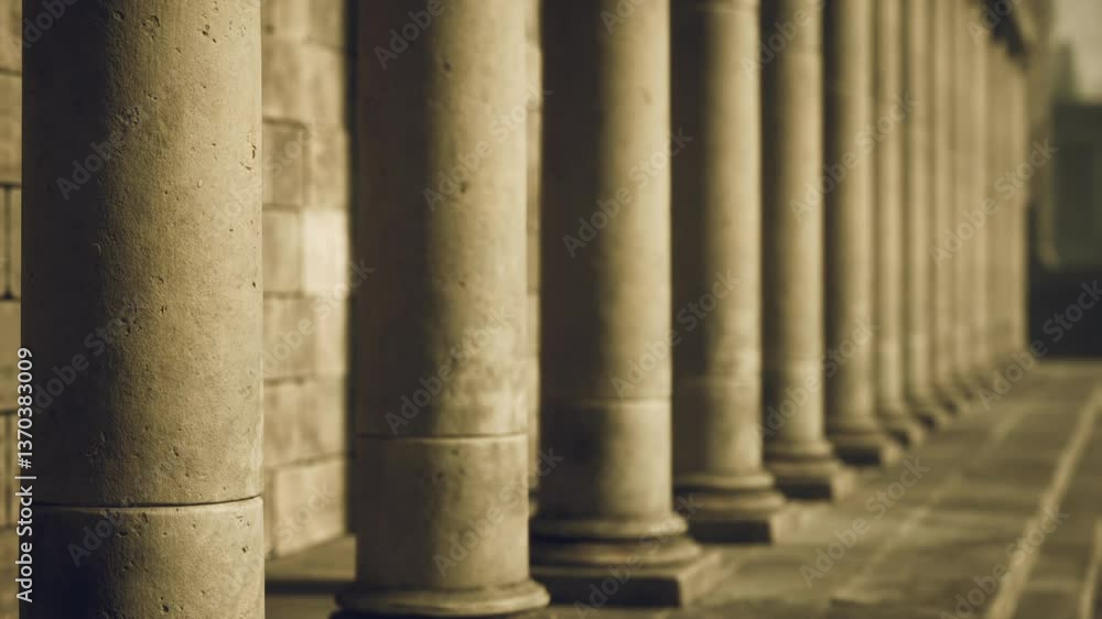 A series of tall stone columns line a walkway, showcasing intricate details. The warm light accentuates the texture and shadows, presenting a historic and elegant atmosphere. A series of tall stone columns line a walkway, showcasing intricate details. The warm light accentuates the texture and shadows, presenting a historic and elegant atmosphere.