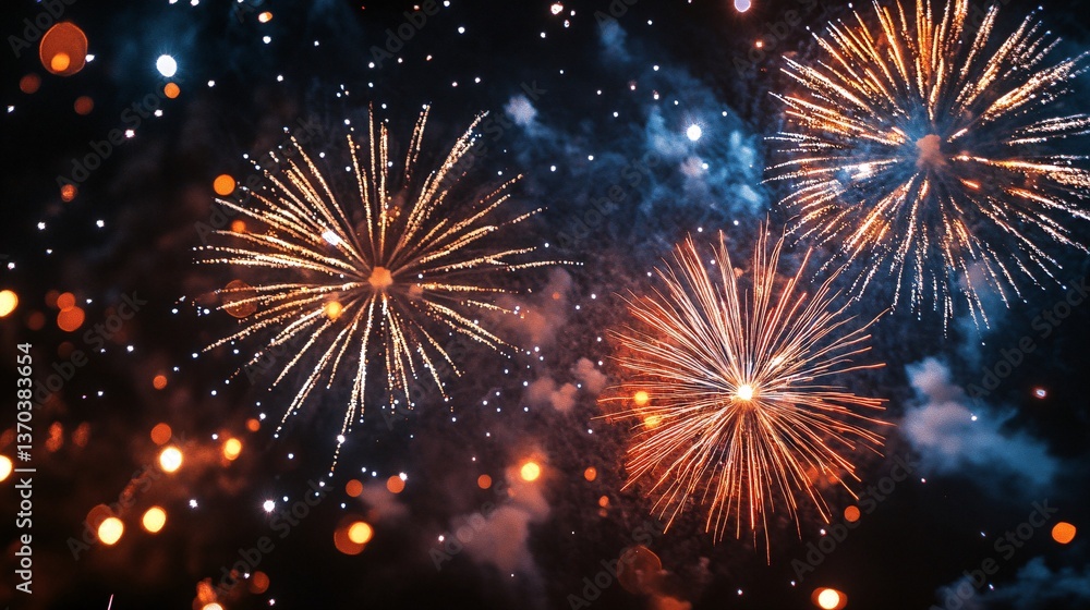 Naklejka premium Stunning nighttime fireworks display illuminating the dark sky