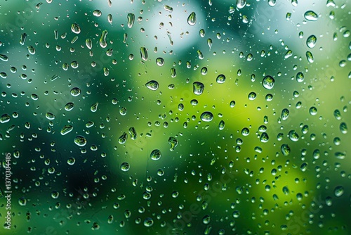 Rain on Glass Window Close-up