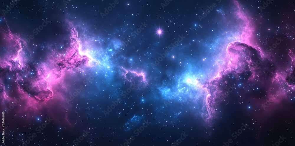 Naklejka premium Exploring Cosmic Nebula Clouds and Starfield Display in Deep Space