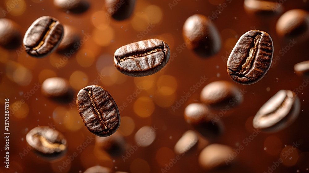 Floating Coffee Beans Against a Warm Abstract Background for Coffee Lovers and Beverage Enthusiasts Floating Coffee Beans Against a Warm Abstract Background for Coffee Lovers and Beverage Enthusiasts