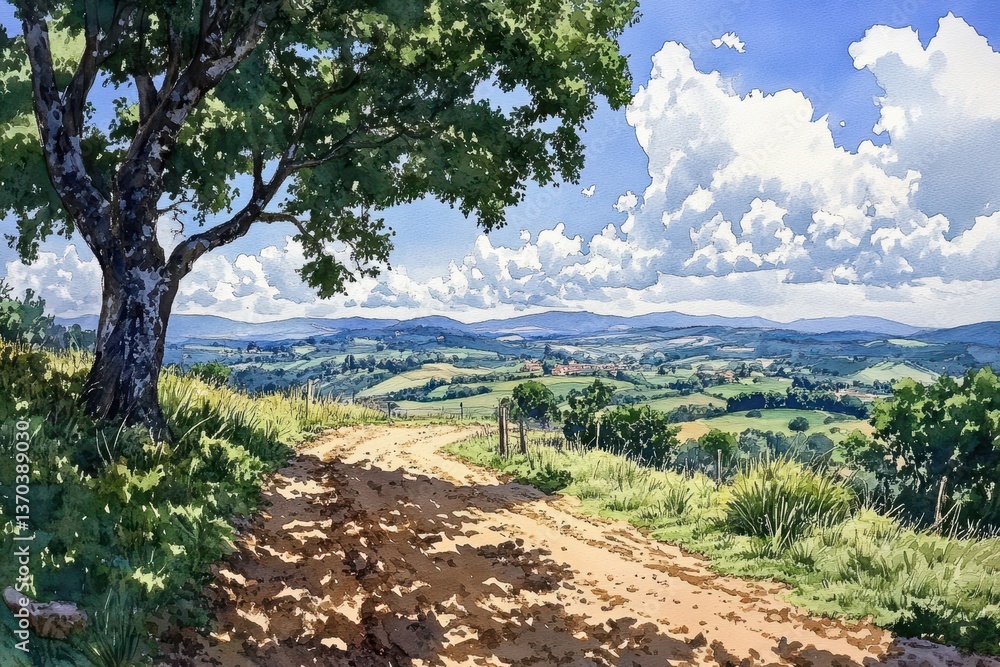 Sunny Countryside Road Scenic Summer Vista. Sunny Countryside Road Scenic Summer Vista.